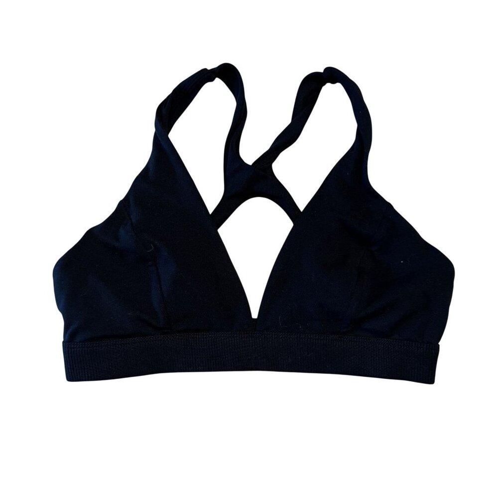 ALO Yoga Alosoft Show Stopper Black Cutout Sports Bra Women's Size X-Small XS